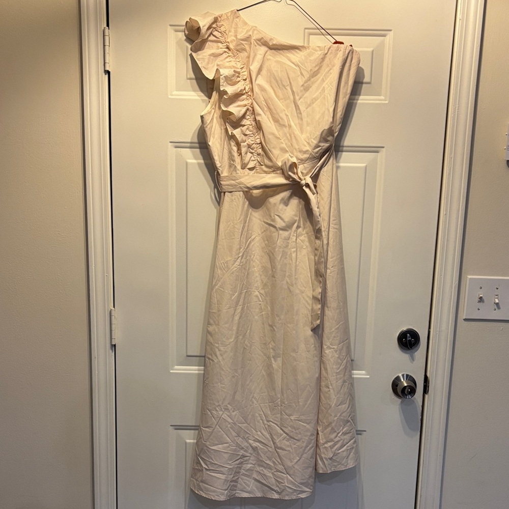 Chic One Shoulder Cream Dress